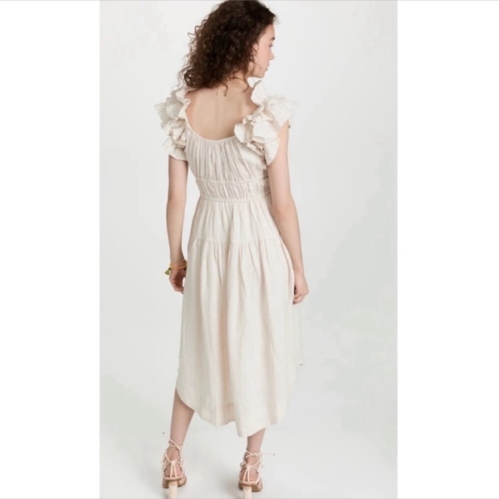 Ulla Johnson White Ruffled-Sleeve Midi Dress - Picture 7 of 10